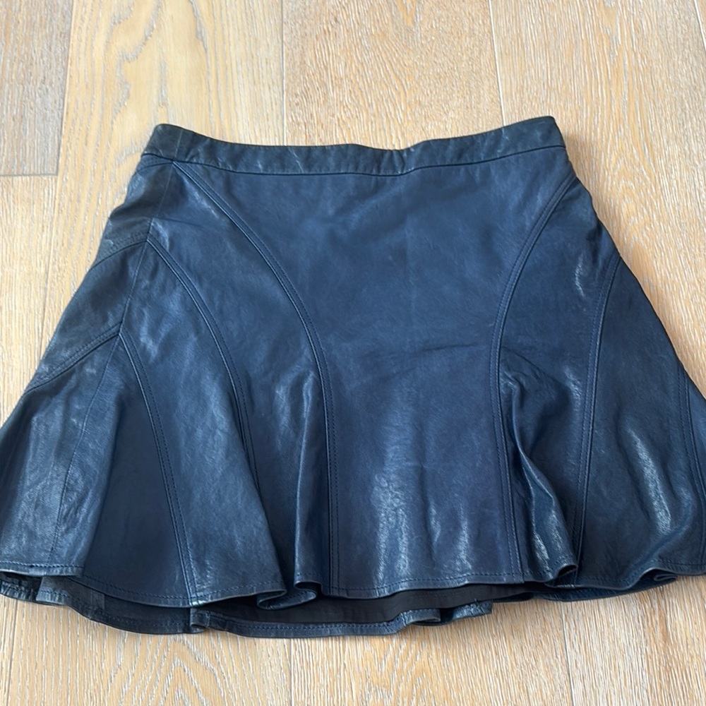 Derek Lam Elegant Navy/Blue Leather Mini Skirt